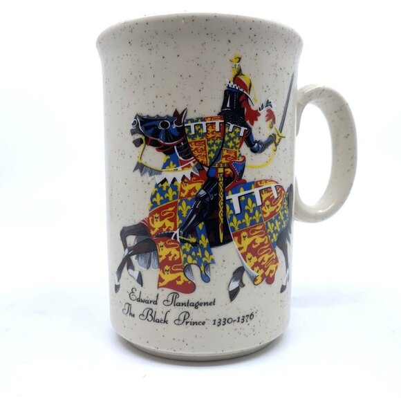Warwick Castle Souvenir Mug Black Prince Edward Plantagenet Prince of Wales Vtg - Picture 1 of 12